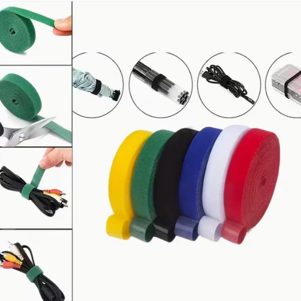 Multi-Color Reusable Hook-and-Loop Tape 6 Rolls 3.3 Feet Each - Picture 3 of 3